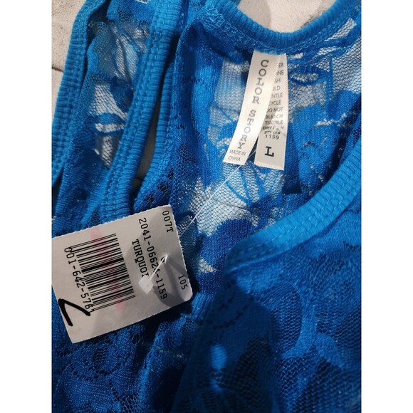 New Color Story Floral Lace Stretchy Tank Top Size Large L Razorback Cover - Picture 7 of 7